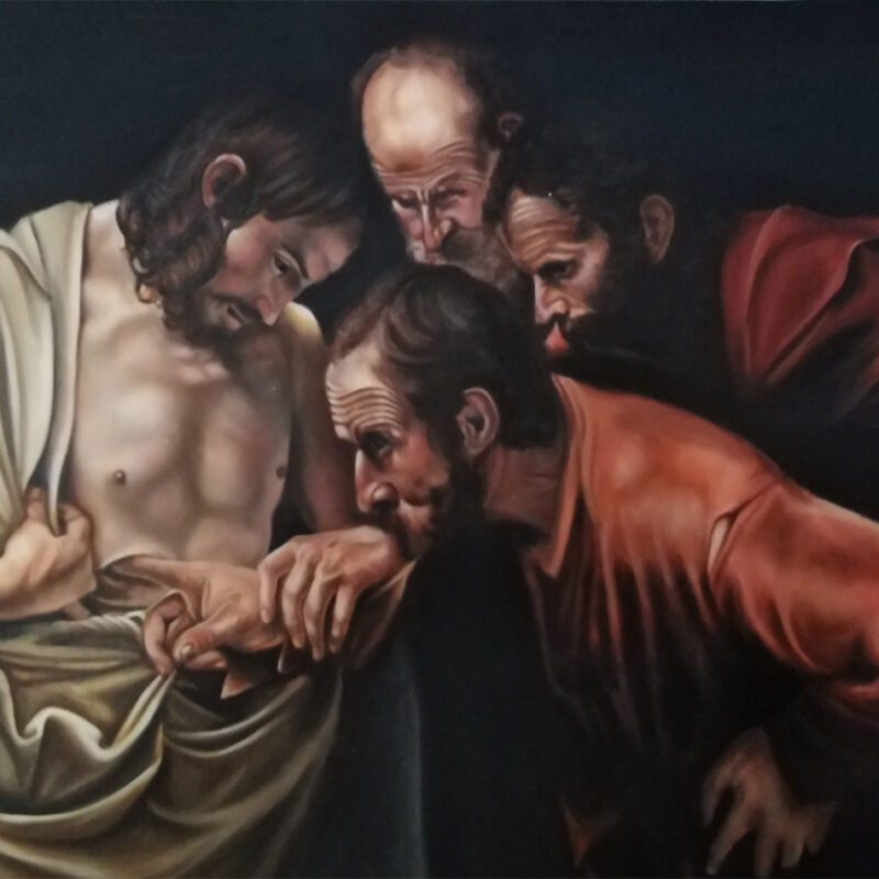 L'incredulità di San Tommaso - Riproduzione - Caravaggio - Olio su tela 70 x 100 (Copia)